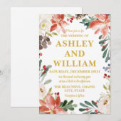 Wit Rood en Goud Chic Kerst Groen Huwelijk Kaart (Voorkant / Achterkant)