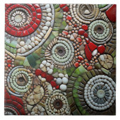 Wit, Rood en Groen Kerstmis Spiraal Patroon Tegeltje (Voorkant)