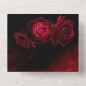 Wit Rood en Zwart Bruiloften Thema All In One Uitnodiging (Achterkant)