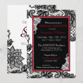 Wit Rood en Zwart Kant Vrijgezellenfeest Kaart (Voorkant / Achterkant)