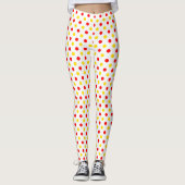 Wit Rood Geel Stippen Design  Leggings (Voorkant)