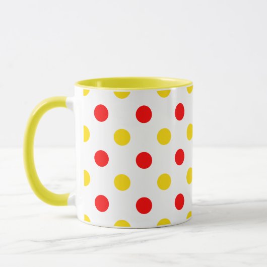 Wit Rood Geel Stippen Design Mok (Links)