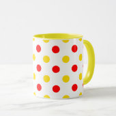 Wit Rood Geel Stippen Design Mok (Voorkant rechts)