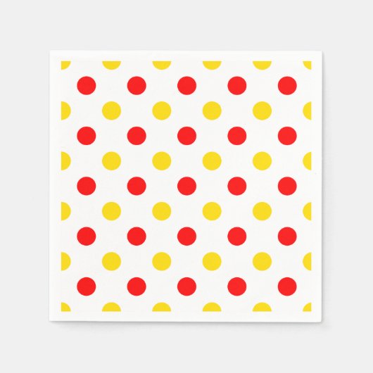 Wit Rood Geel Stippen Design  Servet (Voorkant)