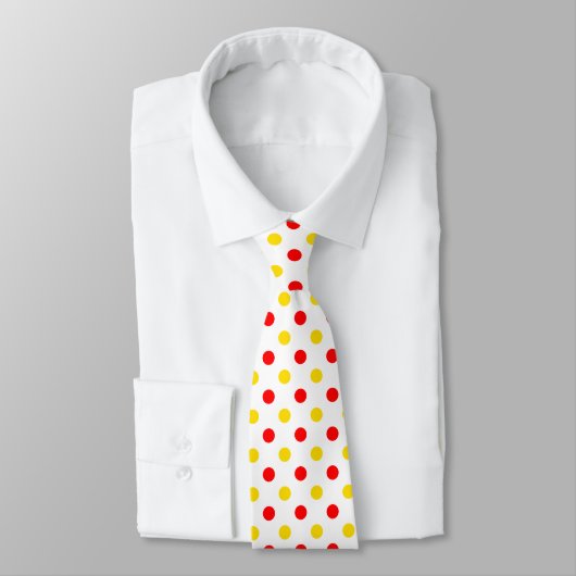 Wit Rood Geel Stippen Design Stropdas (Gebonden)