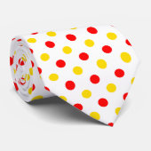Wit Rood Geel Stippen Design Stropdas (Opgerold)
