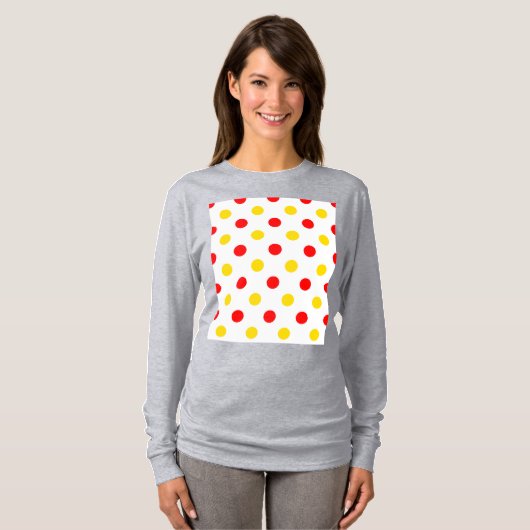 Wit Rood Geel Stippen Design T-shirt (Voorkant volledig)