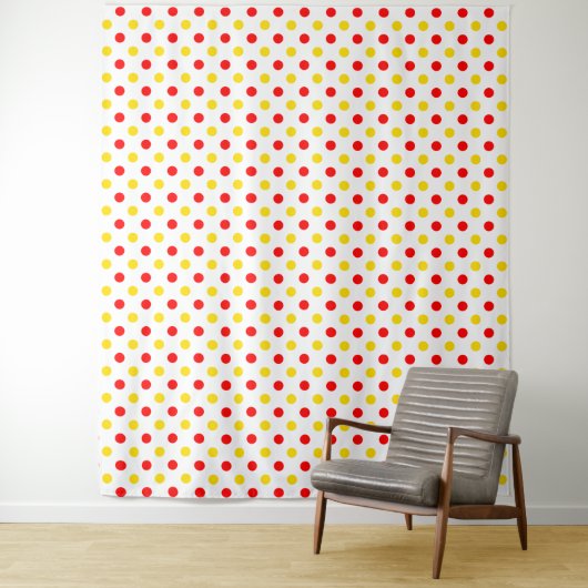 Wit Rood Geel Stippen Design Wandkleed (In situ)