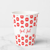 Wit Rood God jul Vrolijk Kerstpatroon Papieren Bekers (Achterkant)