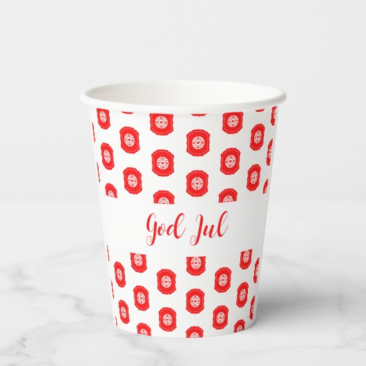 Wit Rood God jul Vrolijk Kerstpatroon Papieren Bekers (Achterkant)