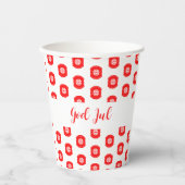 Wit Rood God jul Vrolijk Kerstpatroon Papieren Bekers (Voorkant)