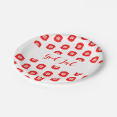 Wit Rood God jul Vrolijk Kerstpatroon Papieren Bordje (Gekanteld)