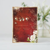 Wit Rood Goud Botanisch Bloemmotief Rustiek  RSVP Kaartje (Staand voorkant)