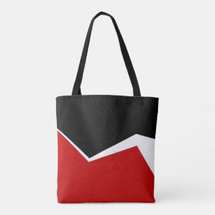 Wit Rood & Goud Modern Geometrisch Ontwerp Tote Bag