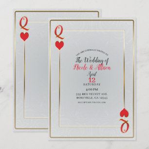 Wit & Rood Gouden Hartendame Elegante Trouwring Kaart