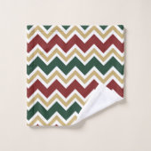 Wit Rood Groen Beige Chevron Patroon Bad Handdoek (Wasdoekje)