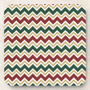 Wit Rood Groen Beige Chevron Patroon Bier Onderzetter
