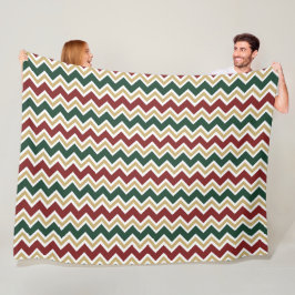 Wit Rood Groen Beige Chevron Patroon Fleece Deken