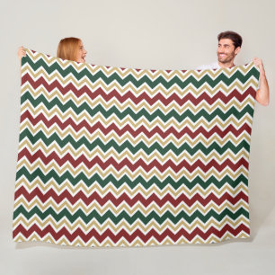 Wit Rood Groen Beige Chevron Patroon Fleece Deken