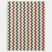 Wit Rood Groen Beige Chevron Patroon Fleece Deken (Voorkant)