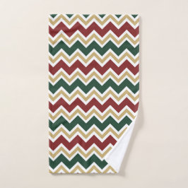 Wit Rood Groen Beige Chevron Patroon Handdoek