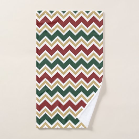 Wit Rood Groen Beige Chevron Patroon Handdoek (Handdoek)