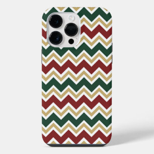 Wit Rood Groen Beige Chevron Patroon iPhone 14 Pro Max Hoesje