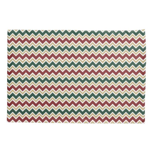 Wit Rood Groen Beige Chevron Patroon Kussensloop (Achterkant)