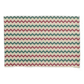 Wit Rood Groen Beige Chevron Patroon Kussensloop (Voorkant)