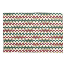 Wit Rood Groen Beige Chevron Patroon Kussensloop