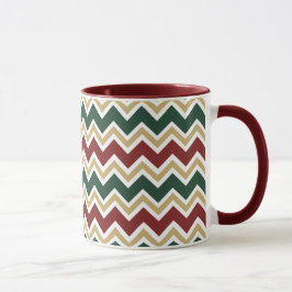 Wit Rood Groen Beige Chevron Patroon Mok