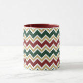 Wit Rood Groen Beige Chevron Patroon Mok (Midden)