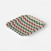 Wit Rood Groen Beige Chevron Patroon Papieren Bordje (Gebogen)