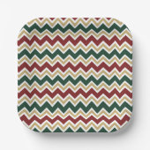 Wit Rood Groen Beige Chevron Patroon Papieren Bordje (Voorkant)