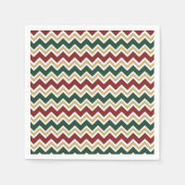 Wit Rood Groen Beige Chevron Patroon Servet (Voorkant)