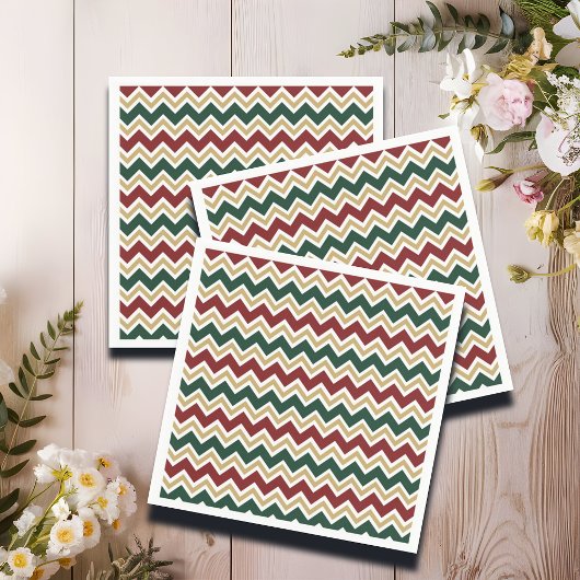 Wit Rood Groen Beige Chevron Patroon Servet