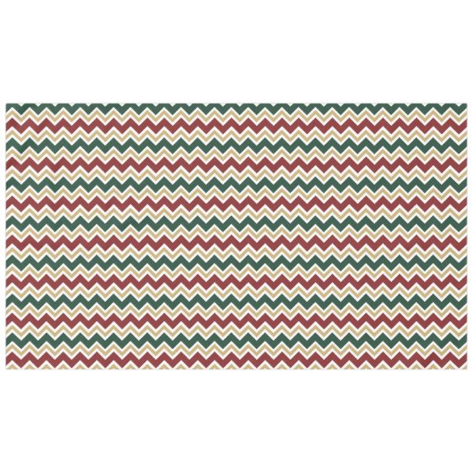 Wit Rood Groen Beige Chevron Patroon Tafelkleed (Voorkant (Horizontaal))