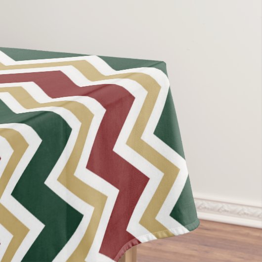 Wit Rood Groen Beige Chevron Patroon Tafelkleed (Voorbeeld)