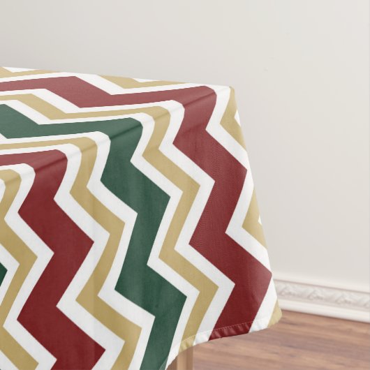 Wit Rood Groen Beige Chevron Patroon Tafelkleed (Voorbeeld)