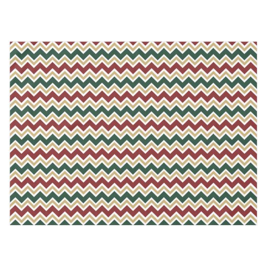 Wit Rood Groen Beige Chevron Patroon Tafelkleed (Voorkant (Horizontaal))