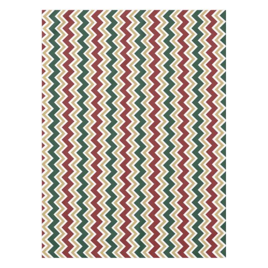 Wit Rood Groen Beige Chevron Patroon Tafelkleed (Voorkant)