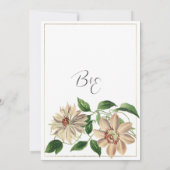 Wit rood groen bloemen botanische bruiloft kaart (Achterkant)