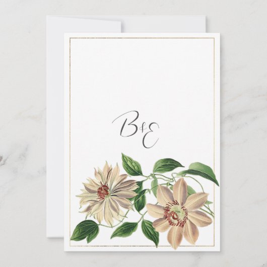 Wit rood groen bloemen botanische bruiloft kaart (Achterkant)