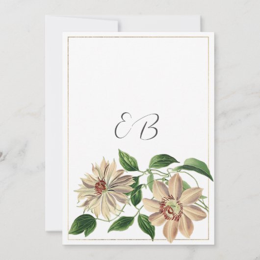 Wit rood groen bloemen botanische tafel nummers kaart (Achterkant)