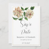 Wit rood groen bloemenbotanisch Save the Date Kaart (Voorkant)