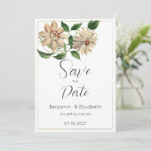 Wit rood groen bloemenbotanisch Save the Date Kaart (Staand voorkant)