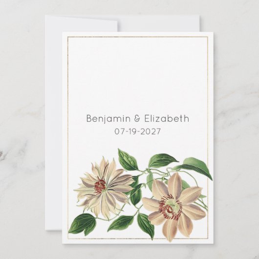 Wit rood groen bloemig botanisch RSVP Kaart (Achterkant)