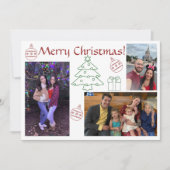 Wit, rood, groen en moderne meerdere foto's feestdagenkaart (Voorkant)