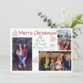 Wit, rood, groen en moderne meerdere foto's feestdagenkaart (Staand voorkant)