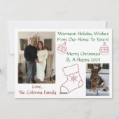 Wit, rood, groen en moderne meerdere foto's feestdagenkaart (Achterkant)